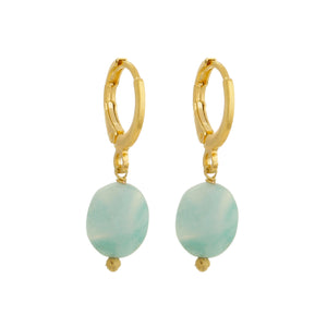 SE812AZ Amazonite 18K Gold Plated Huggie Earrings