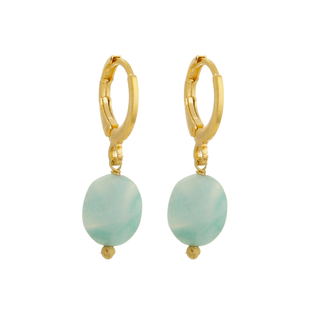 SE812AZ Amazonite 18K Gold Plated Huggie Earrings