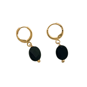SE812ON Onyx 18K Gold Plated Huggie Earrings