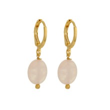 Load image into Gallery viewer, SE812RQ Rose Quartz 18K Gold Plated Huggie Earrings