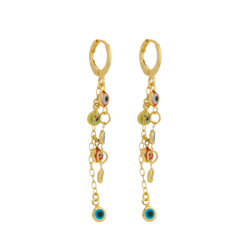 SE818 18K Gold Plated Hoop with evil eyes