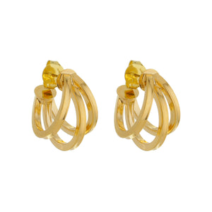 SE838 18K Gold Plated Tri Layered Hoops