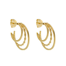 Load image into Gallery viewer, SE861 Triple design 18K Gold Plated Hoops