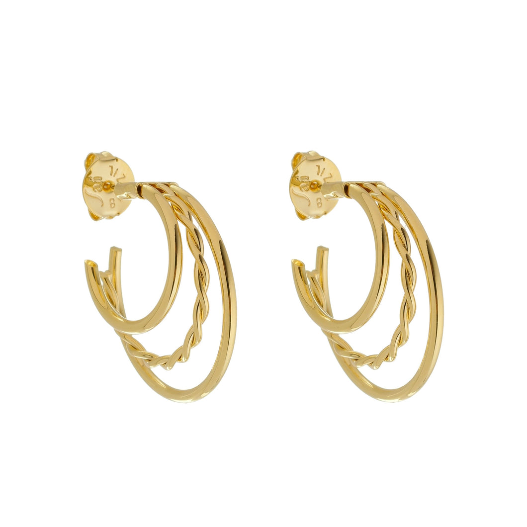 SE861 Triple design 18K Gold Plated Hoops