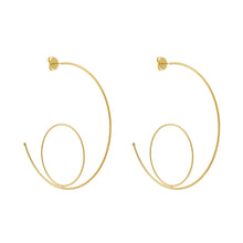 Load image into Gallery viewer, SE866 A double &#39;&#39;loop&quot;18K Gold Plated Hoop