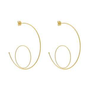 SE866 A double ''loop"18K Gold Plated Hoop
