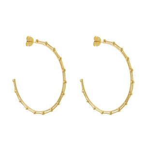 SE868 18K Gold Plated Hoop with a Chain across the Circle
