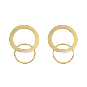 SE876 18K Gold Plated Double Circles Earrings