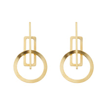 Load image into Gallery viewer, SE877 Shinny and Brushed 18K Gold Plated Earrings