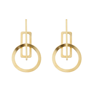 SE877 Shinny and Brushed 18K Gold Plated Earrings
