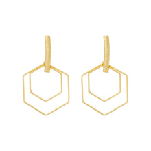 Load image into Gallery viewer, SE879 18K Gold Plated Double Hexagon Earrings