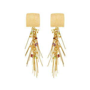 SE884 18K Gold Plated Spikes with Semi Precious Stones