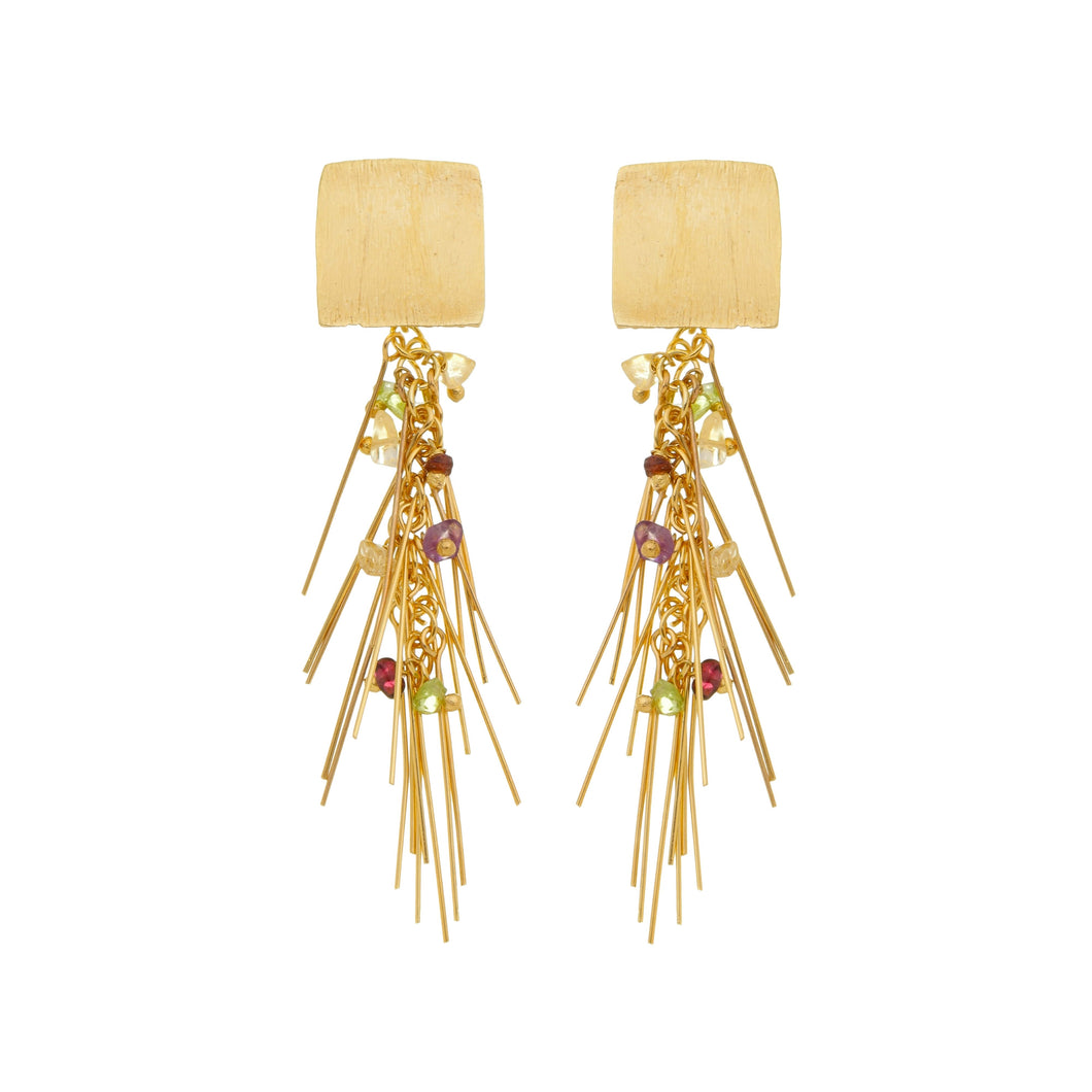 SE884 18K Gold Plated Spikes with Semi Precious Stones