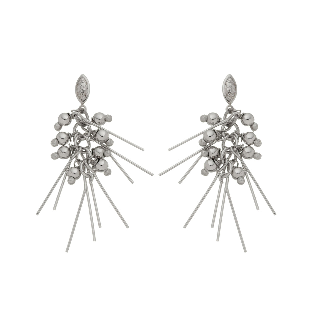 SE887R  Rhodium Plated Spikes Earrings