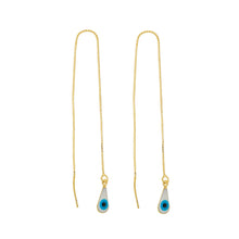 Load image into Gallery viewer, SE893evil 18K Gold Plated &quot;Thread&quot; Earrings with a Evil Eye Drop