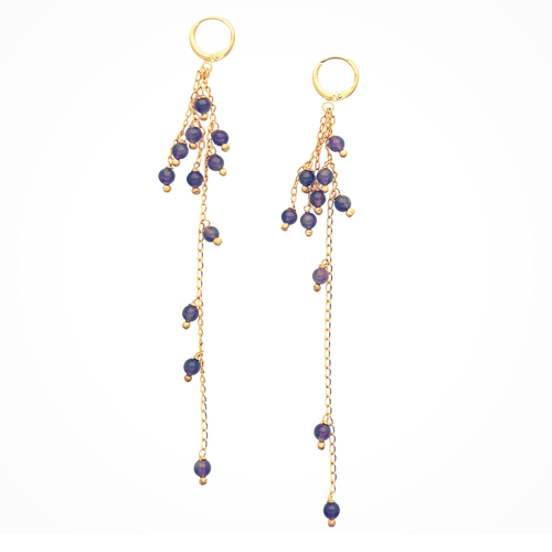 SE894AM 18K Gold Plated Chain with Amethyst Stones