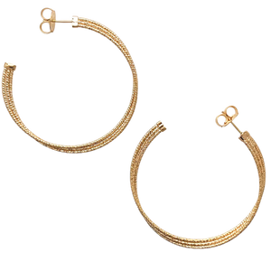 SE898 18K Gold Plated ''Twisted" Wire Hoops