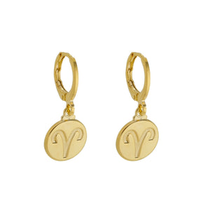 SE900C  "Aries Zodiac" 18K Gold Plated Huggie Hoop Earrings