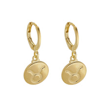 Load image into Gallery viewer, SE900D &quot;Taurus Zodiac&quot; 18K Gold Plated Huggie Hoop Earrings