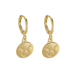 SE900D "Taurus Zodiac" 18K Gold Plated Huggie Hoop Earrings