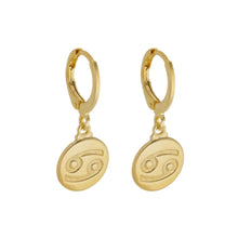 Load image into Gallery viewer, SE900F &quot;Cancer Zodiac&quot; 18K Gold Plated Huggie Hoop Earrings