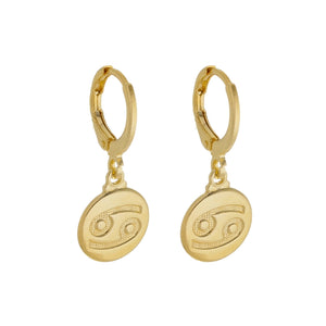 SE900F "Cancer Zodiac" 18K Gold Plated Huggie Hoop Earrings