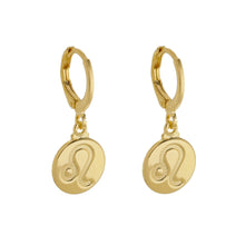 Load image into Gallery viewer, SE900G &quot;Leo Zodiac&quot; 18K Gold Plated Huggie Hoop Earrings