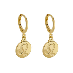 SE900G "Leo Zodiac" 18K Gold Plated Huggie Hoop Earrings
