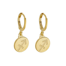 Load image into Gallery viewer, SE900K &quot;Sagittarius Zodiac&quot; 18K Gold Plated Huggie Hoop Earrings