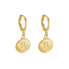 Load image into Gallery viewer, SE900L &quot;Capricorn Zodiac&quot; 18K Gold Plated Huggie Hoop Earrings