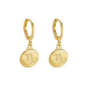 SE900L "Capricorn Zodiac" 18K Gold Plated Huggie Hoop Earrings