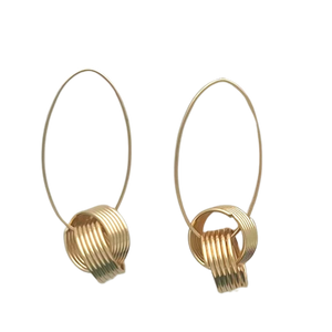 SE912  18K Gold Plated oval earrings with interlocking circles
