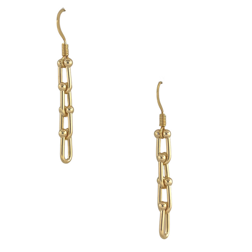 SE947 18K Gold Plated small horseshoe bucke chain Earrings