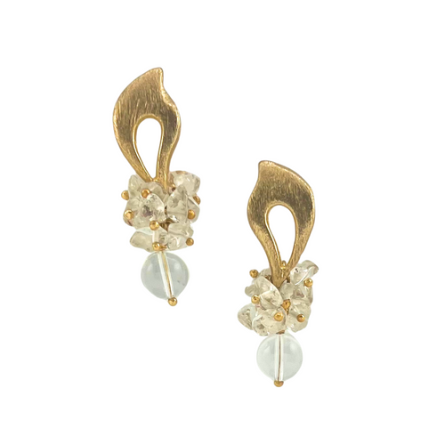 SE958CQ 18K Gold Plated Earrings with Clear Quartz stones