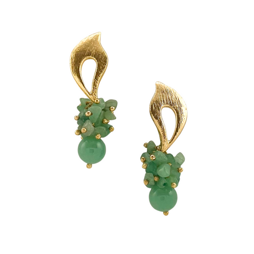 SE958GQ 18K Gold Plated Earrings with Green Quartz stones