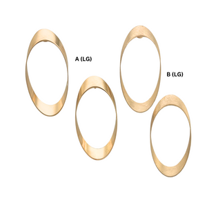 SE999B(LG) 18K Gold Plated brushed large oval Earrings