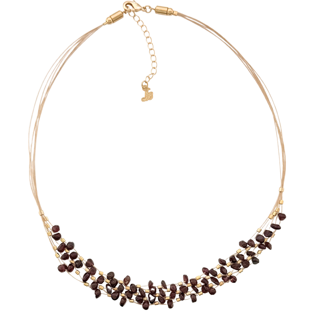 SN100GA Hand woven Necklace with Garnet Stones