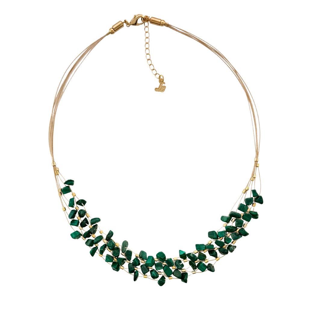SN100MK hand woven necklace with Malachite stones