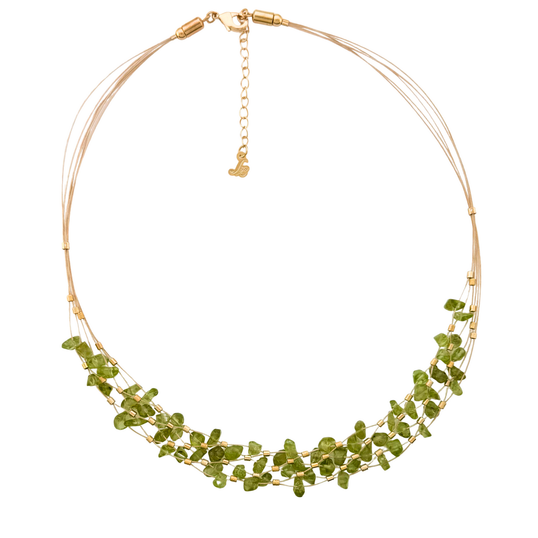 SN100PD Hand woven Necklace with Peridot Stones