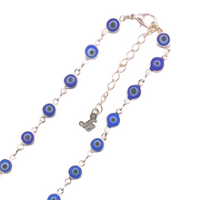 Load image into Gallery viewer, SN222SP(nb) Silver Plated Navy Blue Evil Eye Necklace