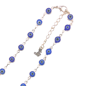SN222SP(nb) Silver Plated Navy Blue Evil Eye Necklace