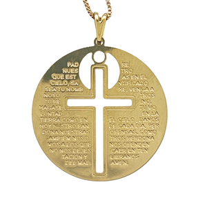 SN246A 18K Gold Plated chain with a "Padre Nuestro" Pendent