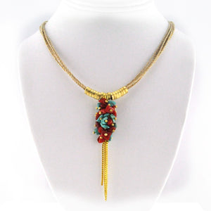 SN247CO/TQ Natural strand Necklace with Turquoise and coral stones