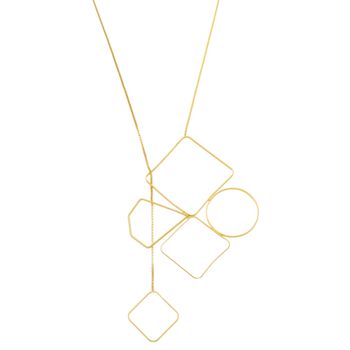 SN387   Geometric Design 18K Gold Plated Necklace
