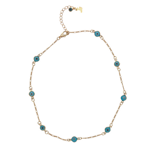 SN390BLU- 18 Gold Plated Necklace