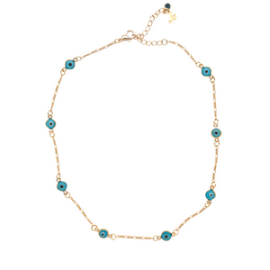 SN390BLU- 18 Gold Plated Necklace