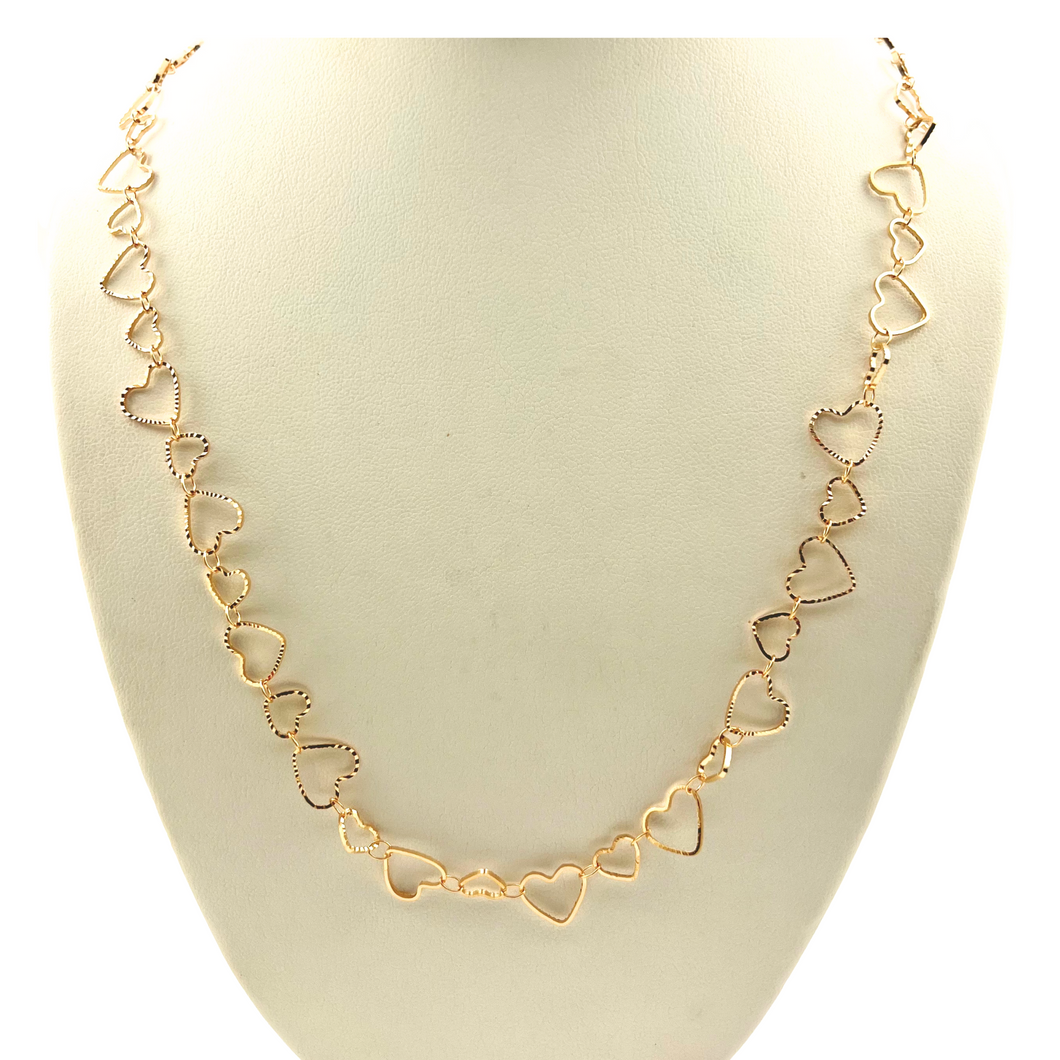 SN393A 26''  18K Gold Plated chain with double sizes hearts