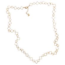 Load image into Gallery viewer, SN396A 26&quot;  18K Gold Plated chain with double sizes squares