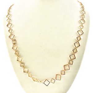 SN396A 26"  18K Gold Plated chain with double sizes squares