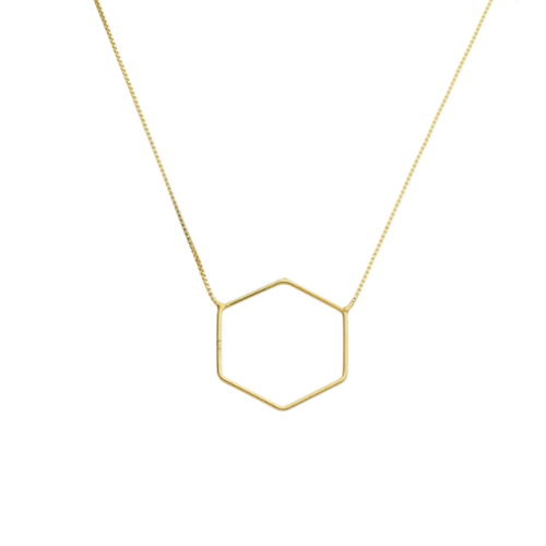 SN414A 18'' Small Trapezoid geometric 18K Gold Plated Necklace